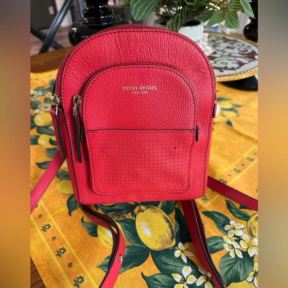 Henri Bendel Influencer Mini Convertible Backpack Coral VGUC